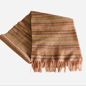 Harrods Knightsbridge 100% Lambswool Made In Scotland PinkStriped Vintage Scarf